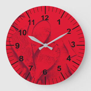 Reloj de pared rojo grande de encargo de la cocina