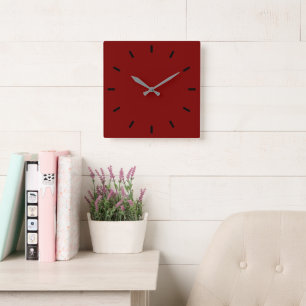 Reloj de pared rojo intenso con estilo – cuadrado 