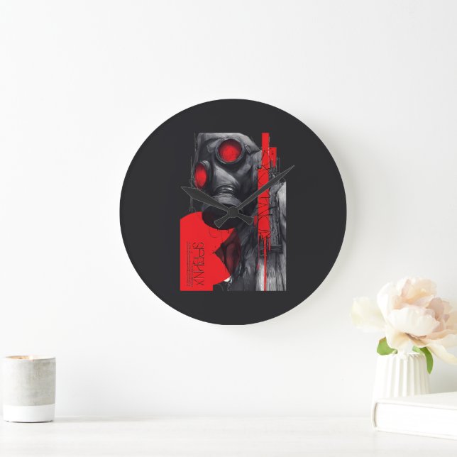 Reloj de pared rojo negro polka de basura de másca (Hogar)