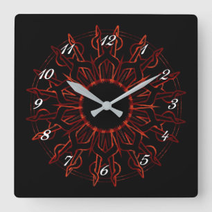Reloj de pared rojo tribal