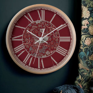 Reloj de pared rojo victoriano William Morris Stra