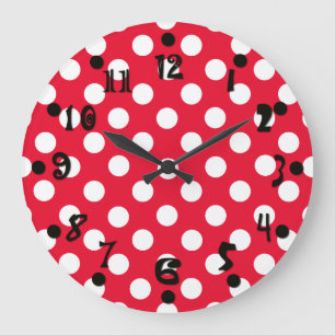 Reloj de pared rojo y blanco del lunar