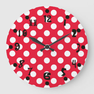 Reloj de pared rojo y blanco del lunar