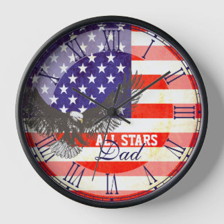 Reloj de pared romano de la bandera americana del