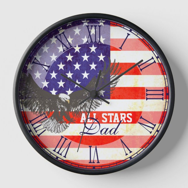 Reloj de pared romano de la bandera americana del (Anverso)