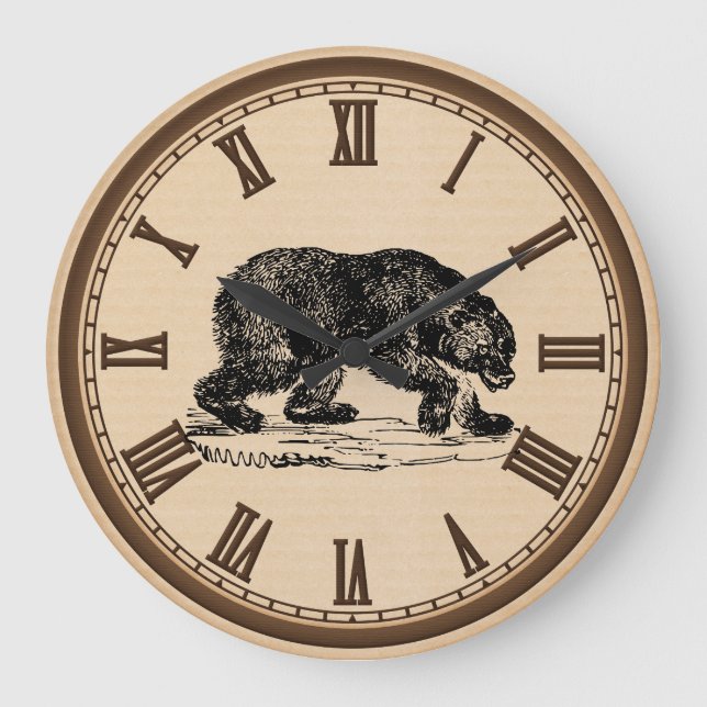 Reloj de pared romano del número del oso negro del (Anverso)
