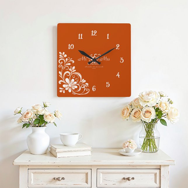 Reloj de pared romántico de color naranja quemado  (Subido por el creador)