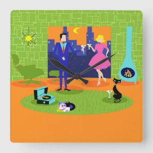 Reloj de pared romántico retro de los pares de la