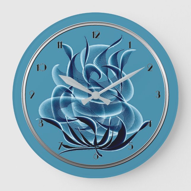 Reloj de pared Rosa azul abstracto (Anverso)
