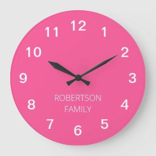 Reloj de pared rosa caliente minimalista personali