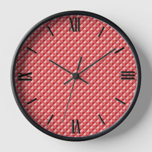 Reloj De Pared Rosa de coral, aspecto de esmalte, cuadrícula de c