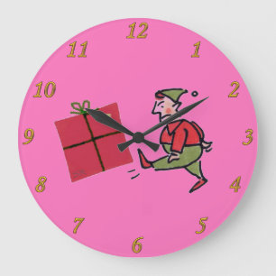 Reloj de pared rosa de Elf enojado