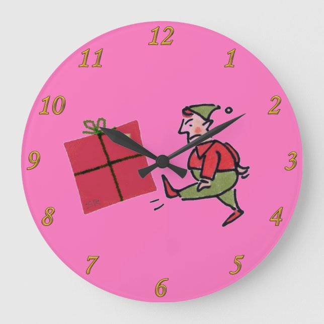 Reloj de pared rosa de Elf enojado (Anverso)