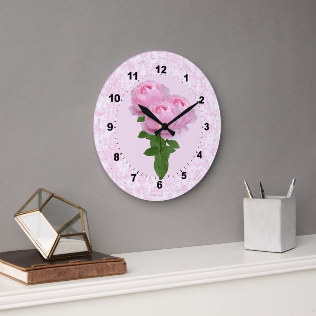 Reloj de pared rosa rosa vintage (Oficina)
