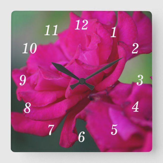 Reloj de pared rosa rosado en flor (Anverso)
