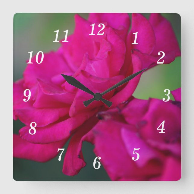 Reloj de pared rosa rosado en flor (Anverso)