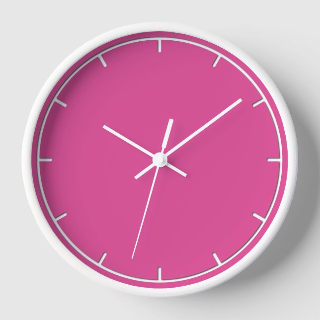 Reloj de pared rosa simple de frambuesa (Anverso)