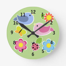 Reloj de pared rosa y azul (medio)