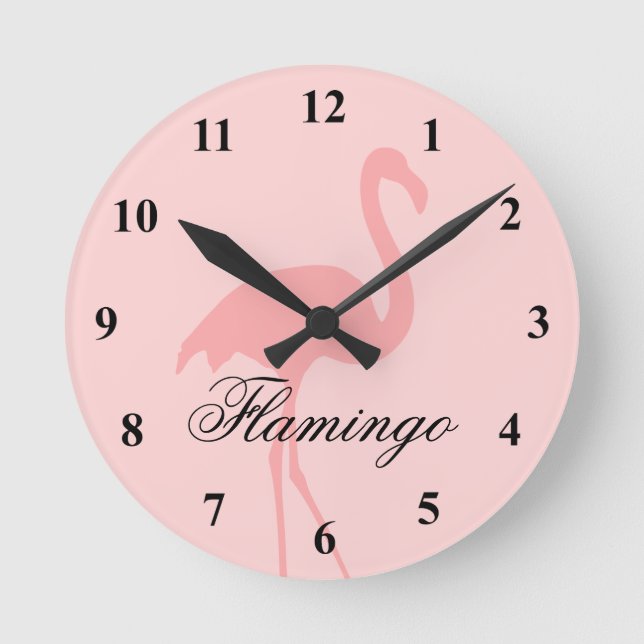 Reloj de pared rosado coralino del pájaro del (Anverso)