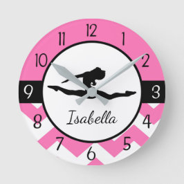 Reloj de pared rosado de la gimnasia