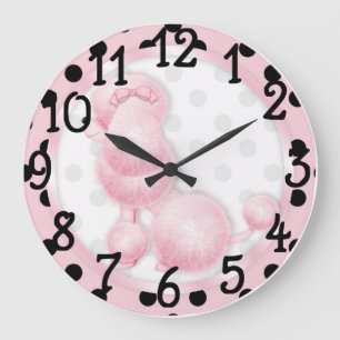 Reloj de pared rosado del diseño del caniche