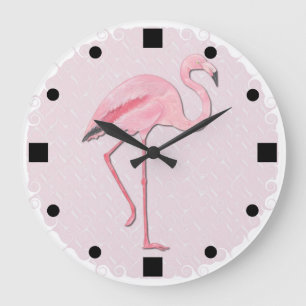 Reloj de pared rosado del diseño del flamenco