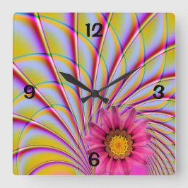 Reloj de pared rosado del Gerbera