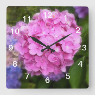 Reloj de pared rosado del Hydrangea