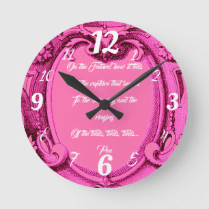 Reloj de pared rosado del marco de la cosecha de v