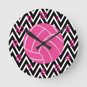 Reloj de pared rosado del modelo de zigzag de