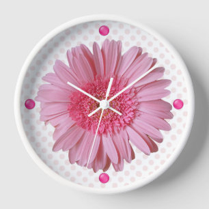 Reloj de pared rosado Gerber Daisy