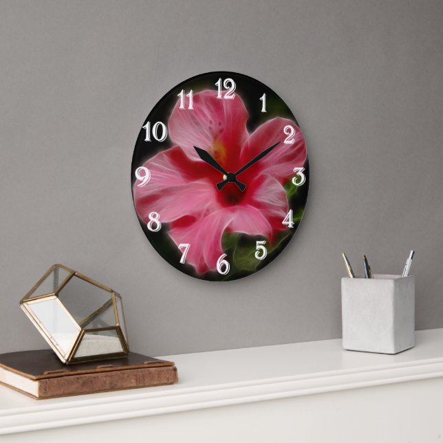 Reloj de pared rosado Hibiscus (Oficina)