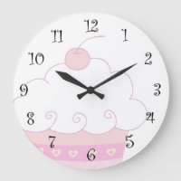 Reloj de pared rosado lindo de la magdalena