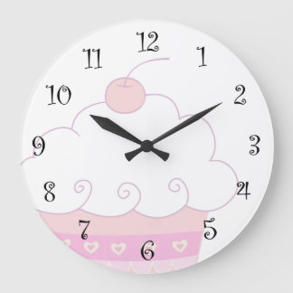 Reloj de pared rosado lindo de la magdalena