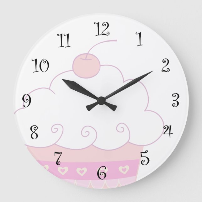 Reloj de pared rosado lindo de la magdalena (Anverso)