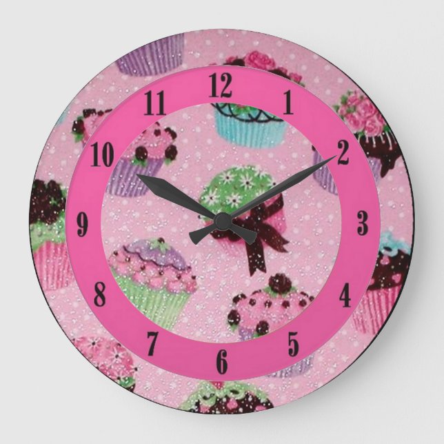 Reloj de pared rosado lindo de la magdalena del (Anverso)