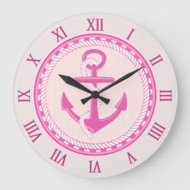 Reloj de pared rosado náutico de los números