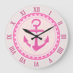 Reloj de pared rosado náutico de los números