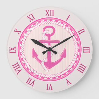 Reloj de pared rosado náutico de los números
