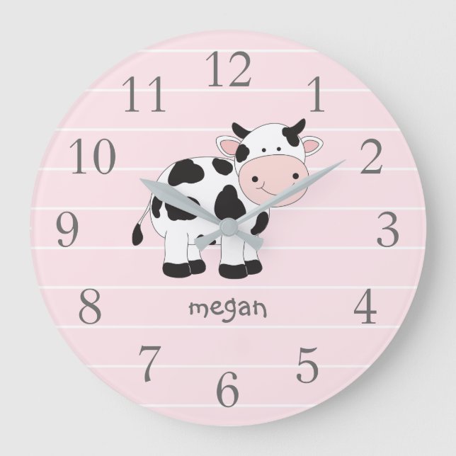 Reloj de pared rosado personalizado del cuarto de (Anverso)
