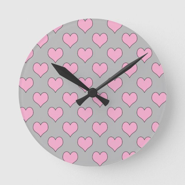 Reloj de pared rosado y gris del modelo del (Anverso)