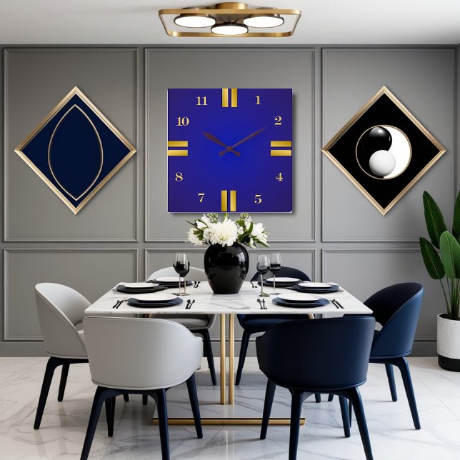 Reloj de pared Royal Blue & Gold Square - Decoraci (Subido por el creador)