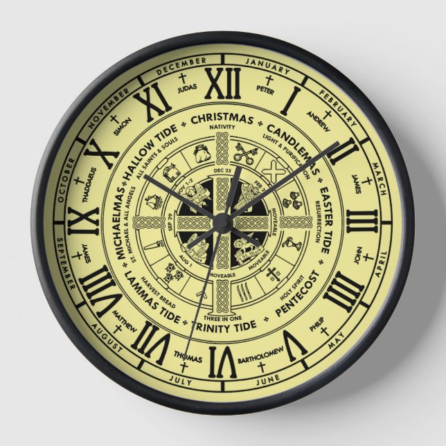 Reloj De Pared Rueda cristiana retro del año (Anverso)
