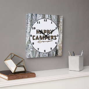 Reloj de pared Rustic Happy Campers
