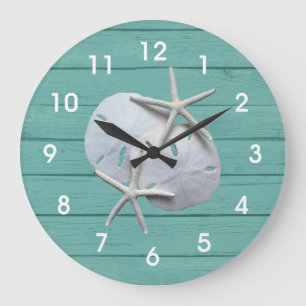 Reloj de pared rústico de las estrellas de mar de