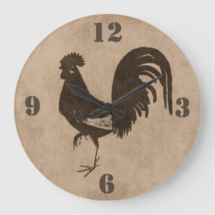 Reloj de pared rústico del gallo del país de Bro