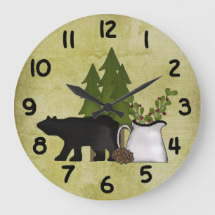 Reloj de pared rústico del oso de la montaña del