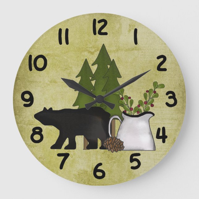 Reloj de pared rústico del oso de la montaña del (Anverso)