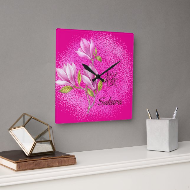 Reloj de pared Sakura rosa caliente (Oficina)
