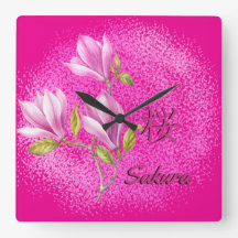 Reloj de pared Sakura rosa caliente